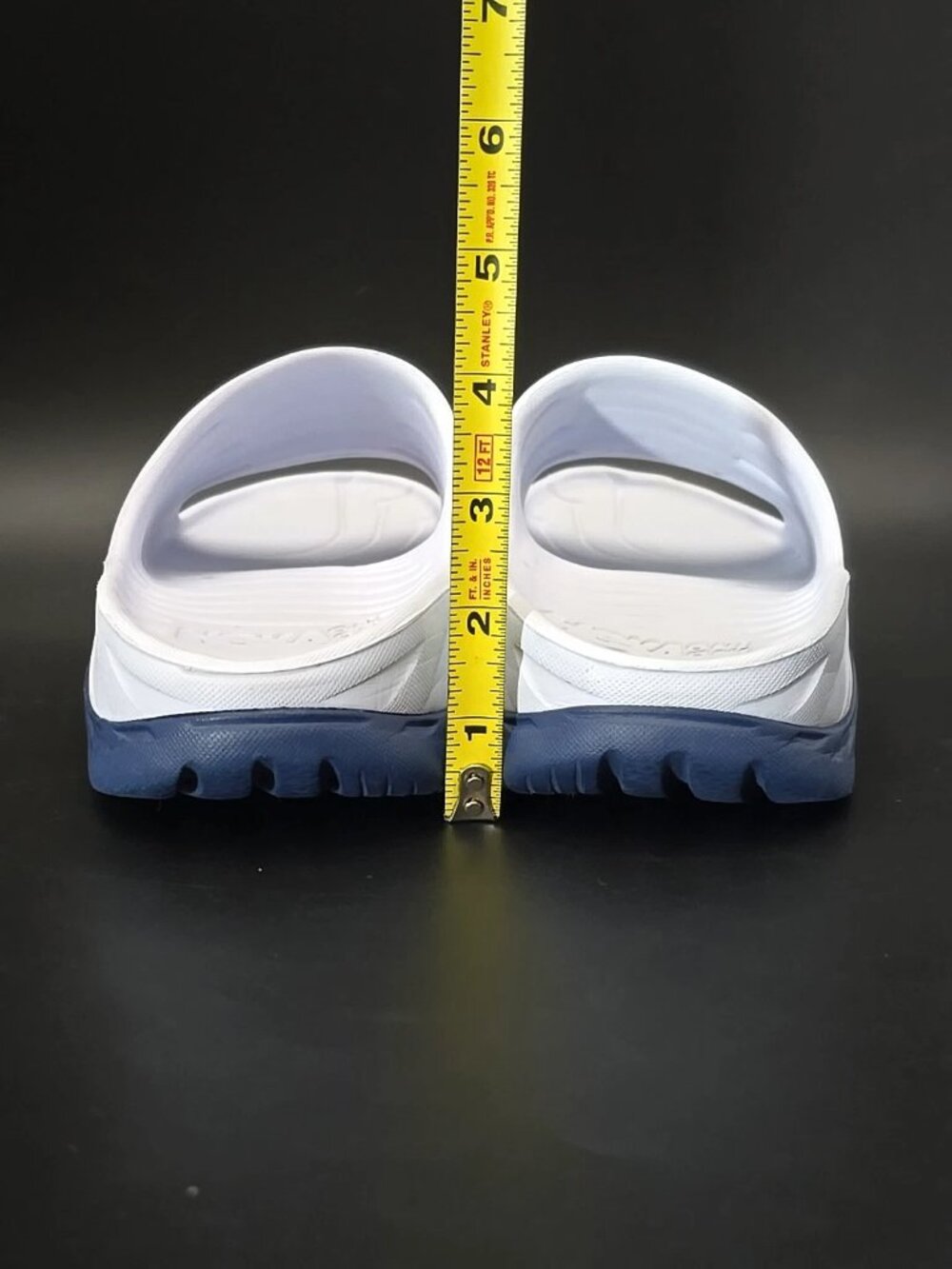 Hoka One One White and Blue Slide Sandals - Picture 5 of 14